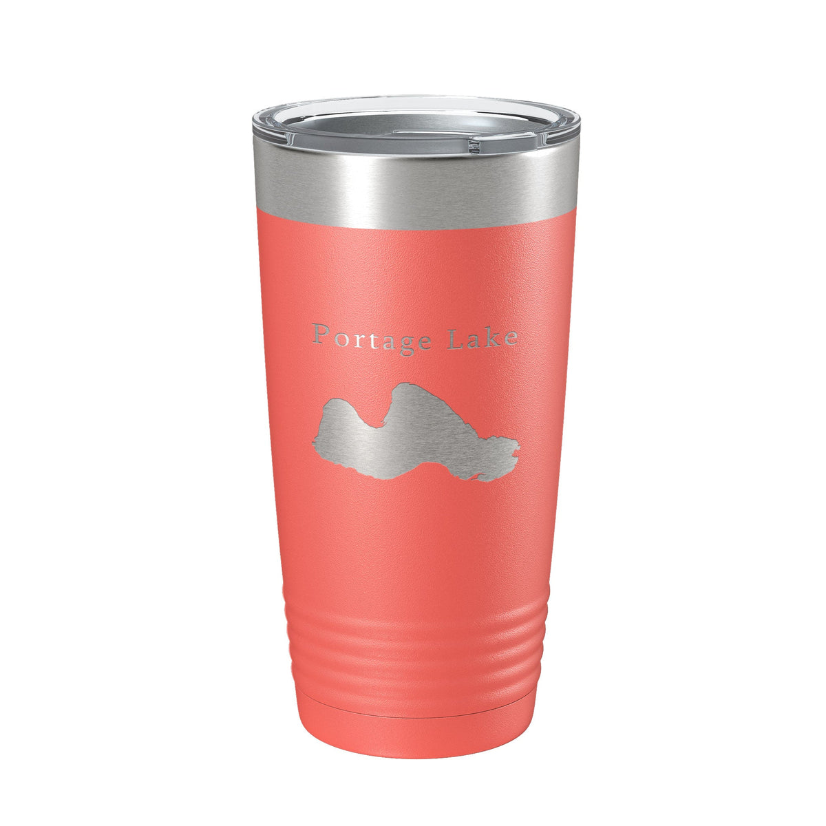 Portage Lake Map Tumbler Travel Mug Insulated Laser Engraved Coffee Cup Manistee County Michigan 20 oz-20
