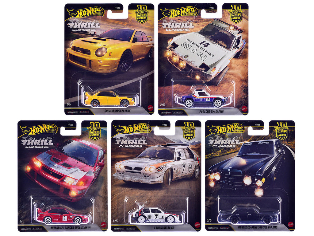 "Thrill Climbers" 5 piece Set "Car Culture 10th Anniversary" 2025 Series Q Diecast Model Cars by Hot Wheels