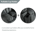 Grey Extra Wide Loveseat Recliner Sofa For Two Cup Holders