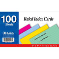 100 Count Ruled 3"x5" Index Cards (Blue, Pink, Green and Yellow)
