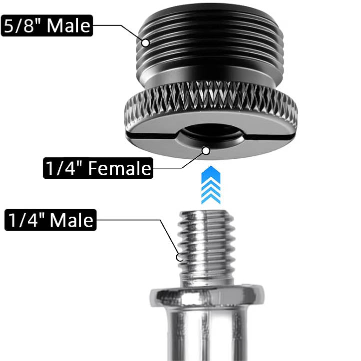 1/4 Inch Female to 5/8 Inch Male Fine Thread Microphone Stand Adapter Screw